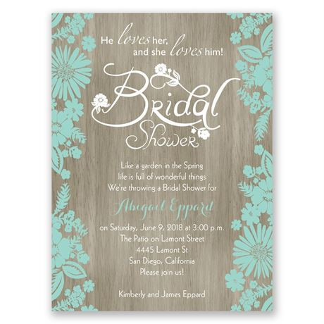 Bridal Shower Invitation Template Flowers and Woodgrain Petite Bridal Shower Invitation