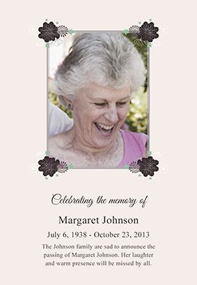 Free Memorial Card Template Floral Frame Memorial Card Template Free