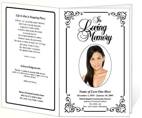Free Memorial Card Template Frame Designs Cadence Preprinted Title Letter Single