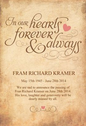 Free Memorial Card Template In Our Hearts forever Memorial Card Template Free