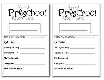 Kindergarten Report Card Template First Day Of School Kindergarten Preschool Report Card by