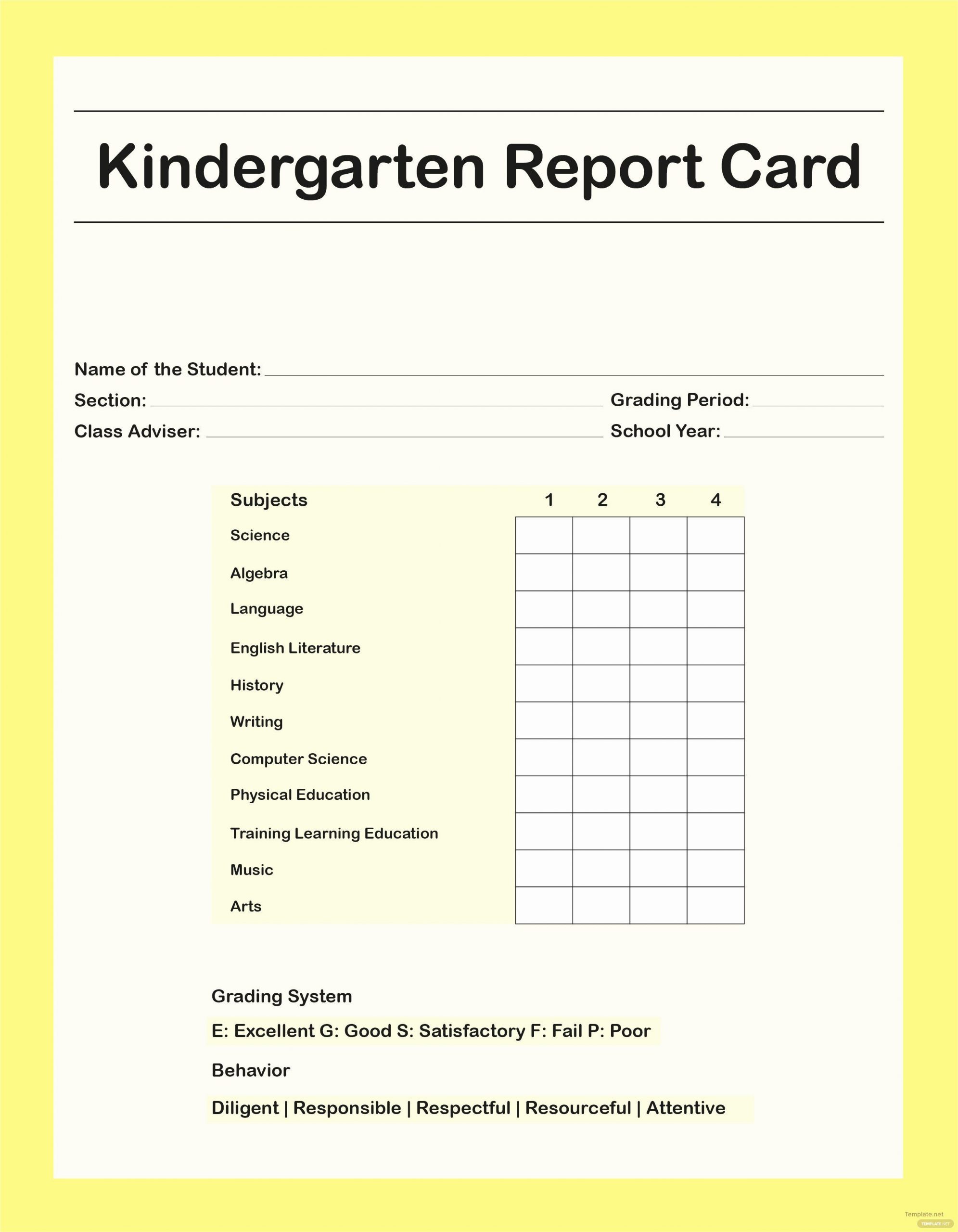 Kindergarten Report Card Template Report Card Templates Free Inspirational 17 Best