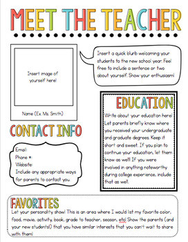 Meet the Teacher Template Meet the Teacher Newsletter Template by Chalk and Gumption