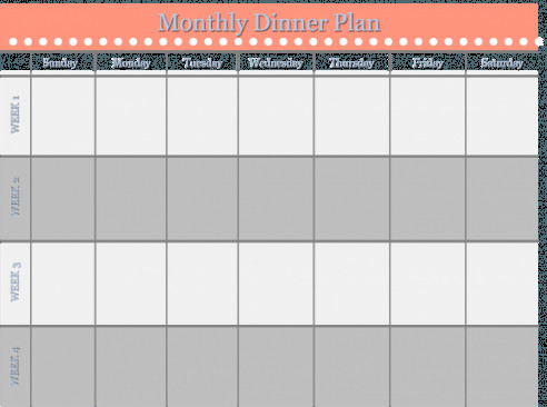 Monthly Meal Planner Template Monthly Dinner Plan Template Tplan In 2020