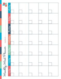 Monthly Meal Planner Template Printable Blank Calendar Template … organizing