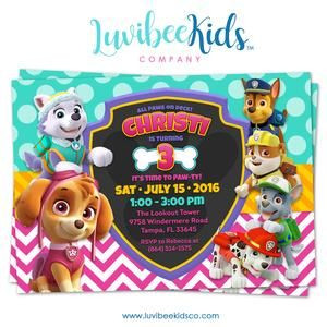 Paw Patrol Invitation Template Paw Patrol Birthday Invitation Girl Style with Images