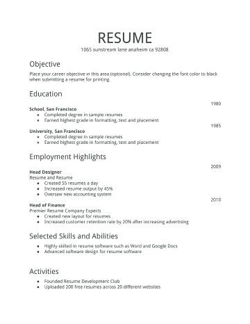 Simple Job Resume Template Sample Resume for Job
