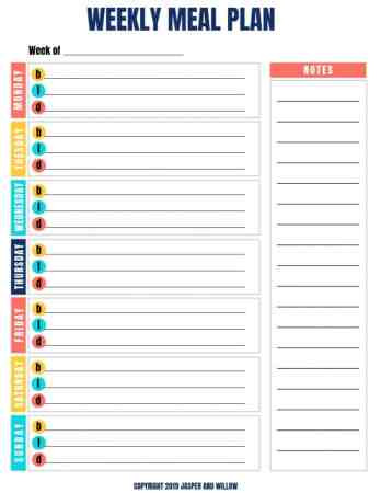 Weekly Meal Plan Template Free Meal Planning Template with Grocery List