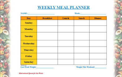 Weekly Meal Plan Template Meal Planner Template