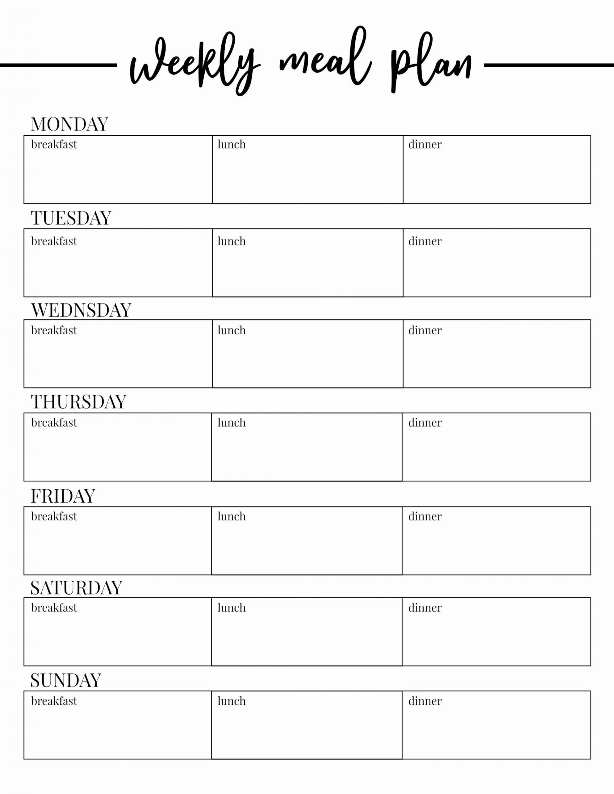 Weekly Meal Plan Template Weekly Meal Planning Template Awesome Free Printable Weekly