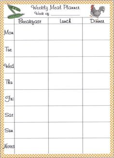 Weekly Menu Planner Template Blank Weekly Menu Planner Template