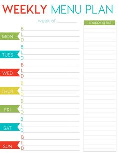 Weekly Menu Planner Template Free Printable Bi Weekly Planner Cute &amp; Colorful