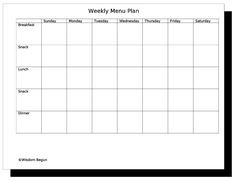 Weekly Menu Planner Template Weekly Menu Template for Daycare Google Search
