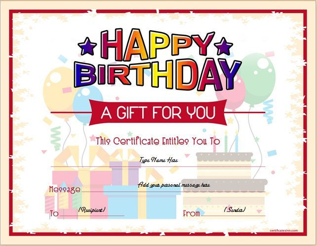 Birthday Gift Certificate Template Birthday Gift Certificate for Ms Word Download at