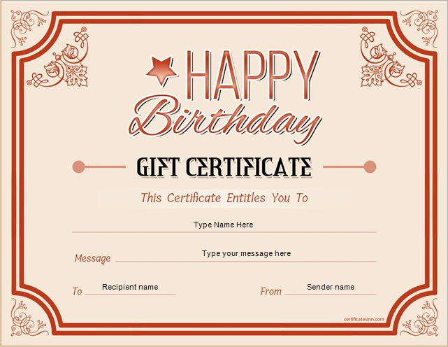 Birthday Gift Certificate Template Birthday Gift Certificate Sample Templates for Word