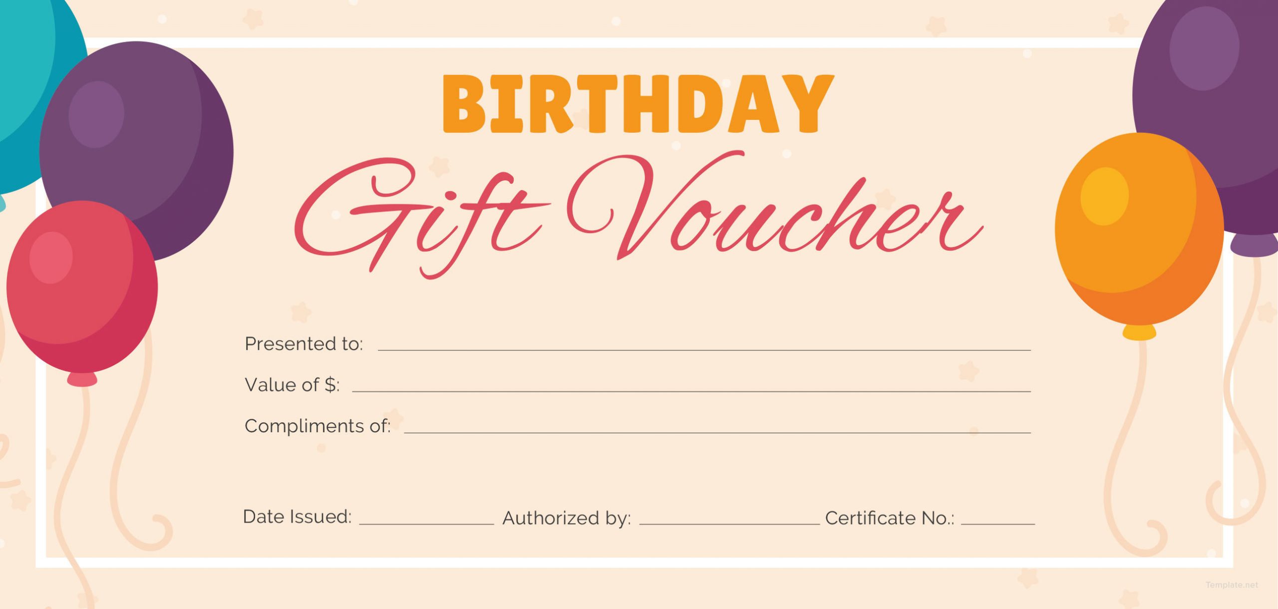 Birthday Gift Certificate Template Birthday Gift Voucher Printable format Birthday Gift