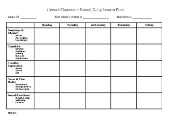 Preschool Lesson Plan Template Play Based Preschool Lesson Plan Template Daily