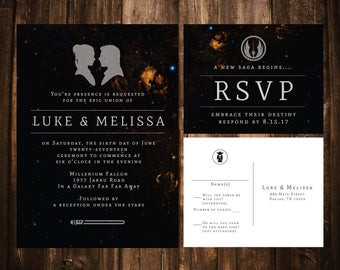 Star Wars Invitations Template Star Wars Wedding Invitation Set Custom Digital Invitations