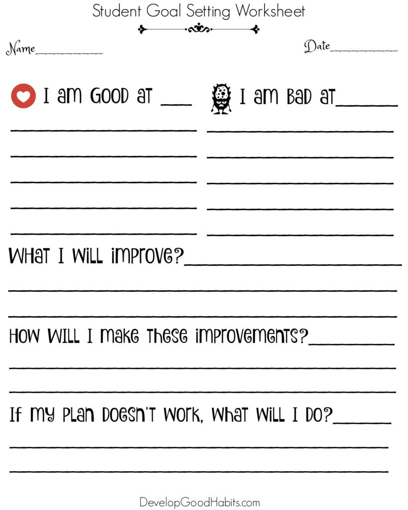 Student Goal Setting Template 4 Free Goal Setting Worksheets – Free forms Templates and