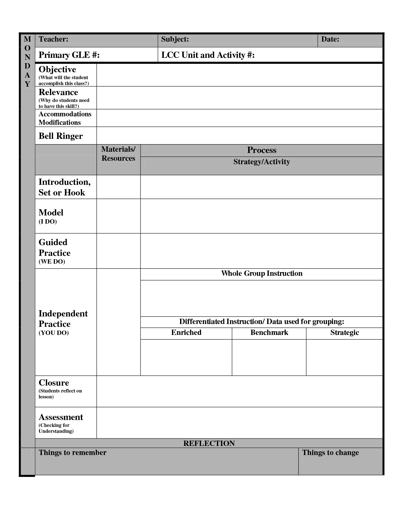 Student Goal Setting Template Daily Lesson Plan Template