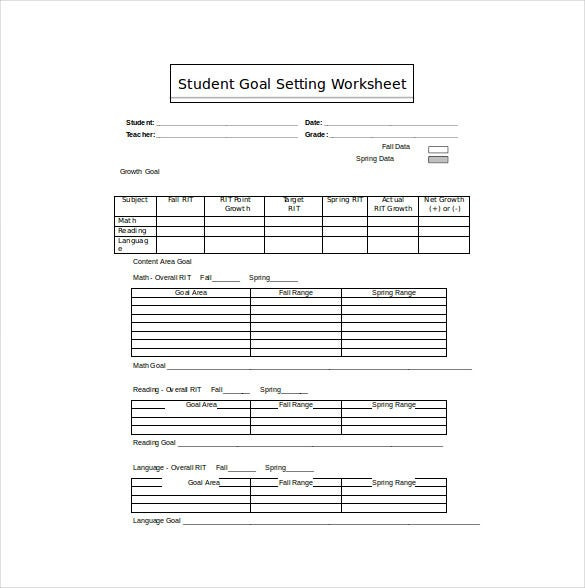 Student Goal Setting Template Goal Sheet Template 12 Free Pdf Documents Download