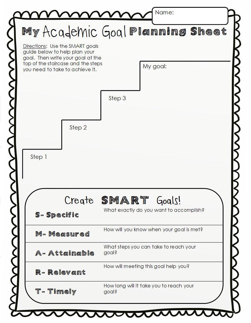 Student Academic Goal Setting Sheets Primary Theme Park