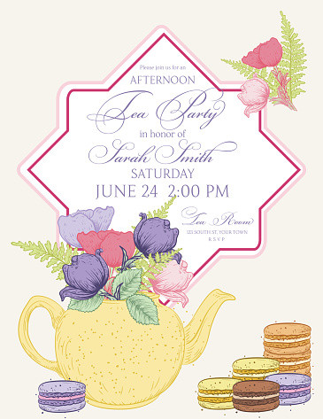 Tea Party Invitation Template Tea Party Invitation Template with Text Frame Stock