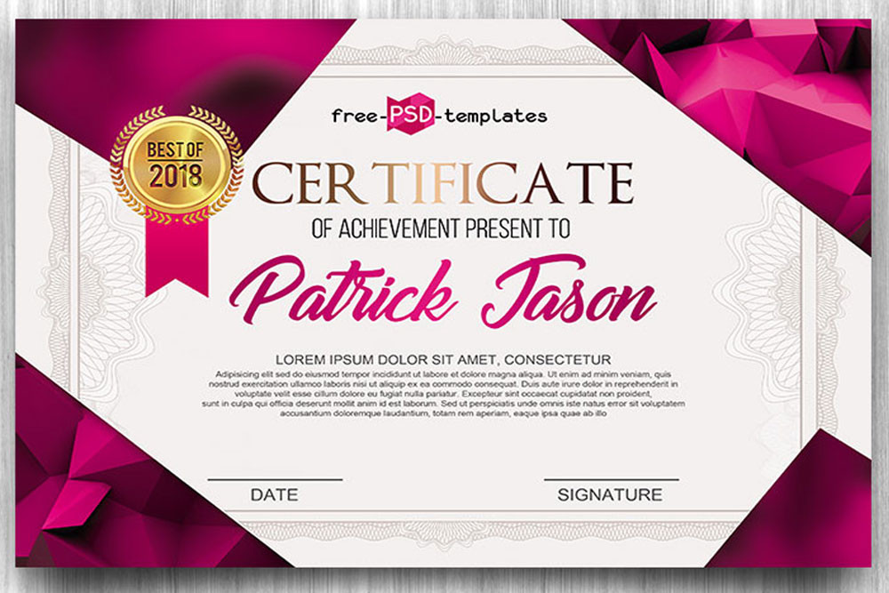 Award Certificate Template Free Download This Free Certificate Psd Template Designhooks