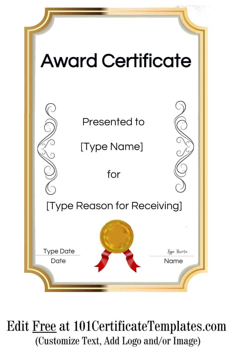 Award Certificate Template Free Free Printable Certificate Templates