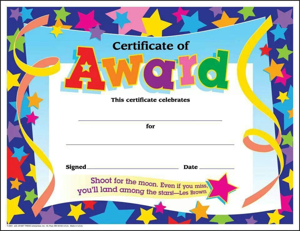 Award Certificate Template Free Print for Kids