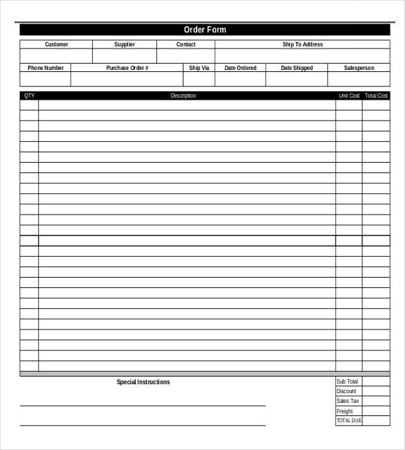 Blank order form Template 43 Blank order form Templates Pdf Doc Excel