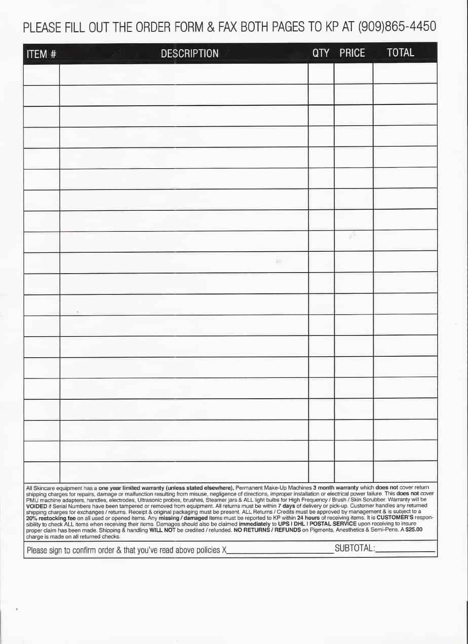 Blank order form Template 5 Free order form Templates Word Excel Pdf formats