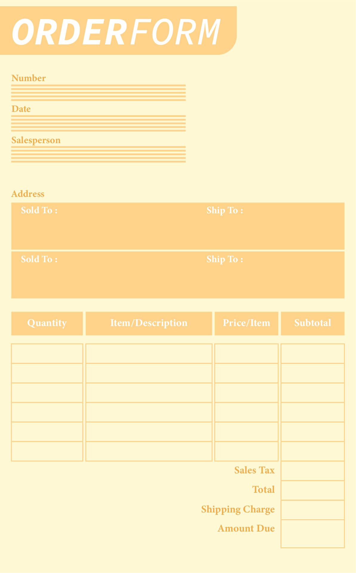Blank order form Template 9 Best Of Free Printable Blank order forms Free