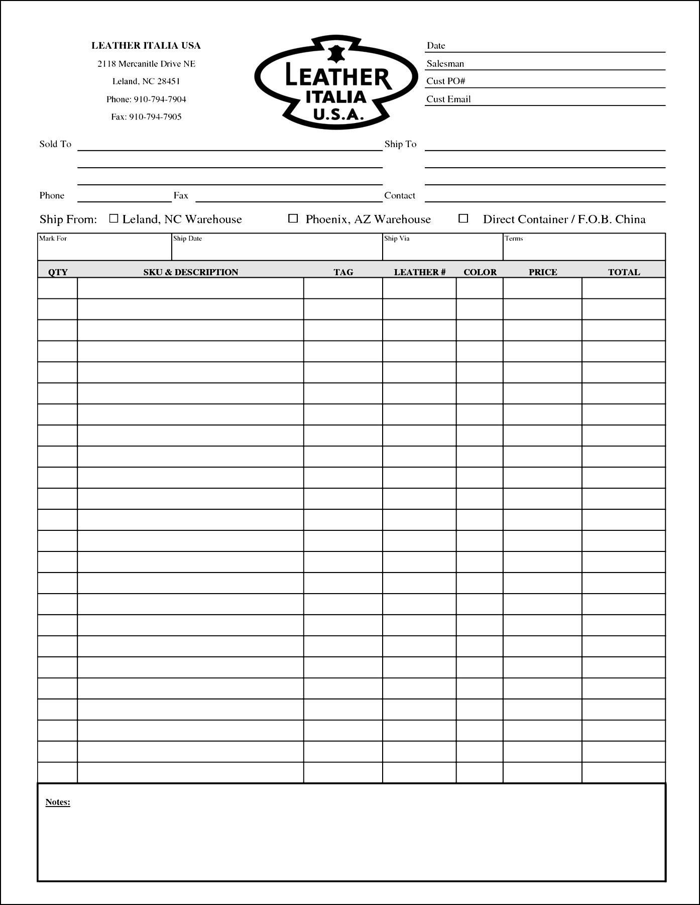 Blank order form Template Blank order form Template Excel