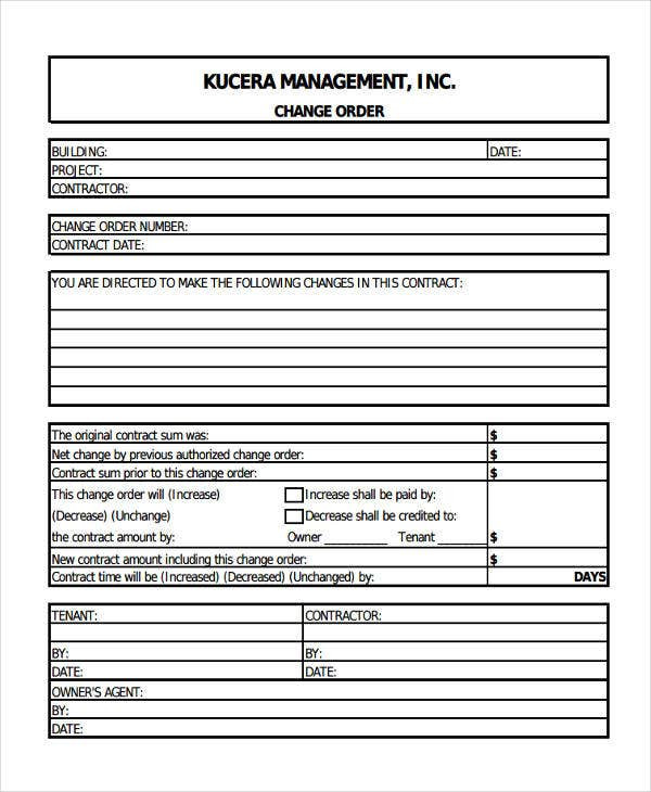 Construction Change order Template Change order forms 9 Free Word Pdf format Download