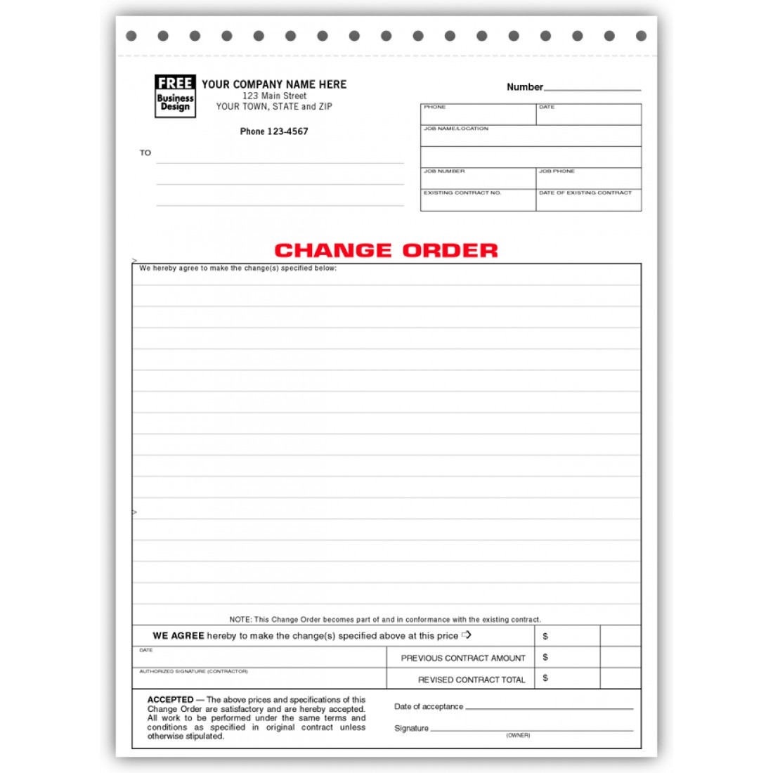 Construction Change Order Template Daisy Blake