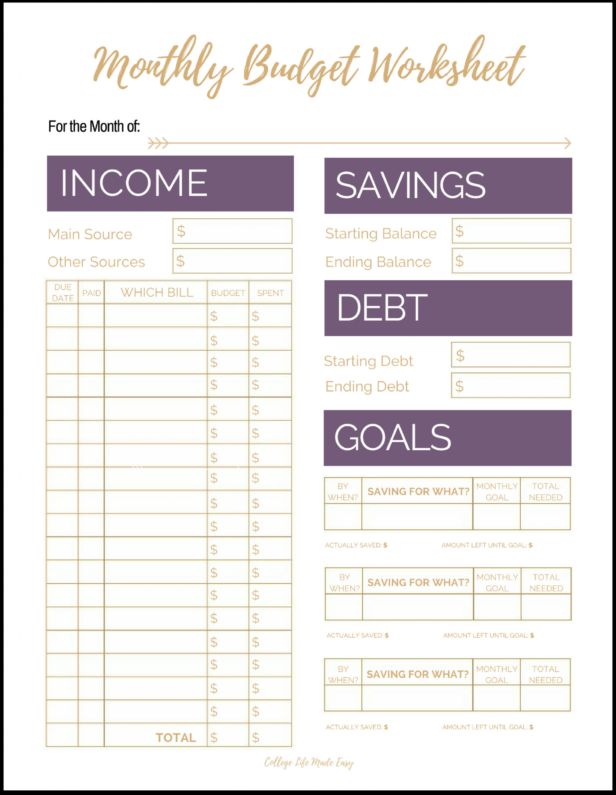 Cute Monthly Budget Template Cute Free Printable Bud Worksheet Templates for