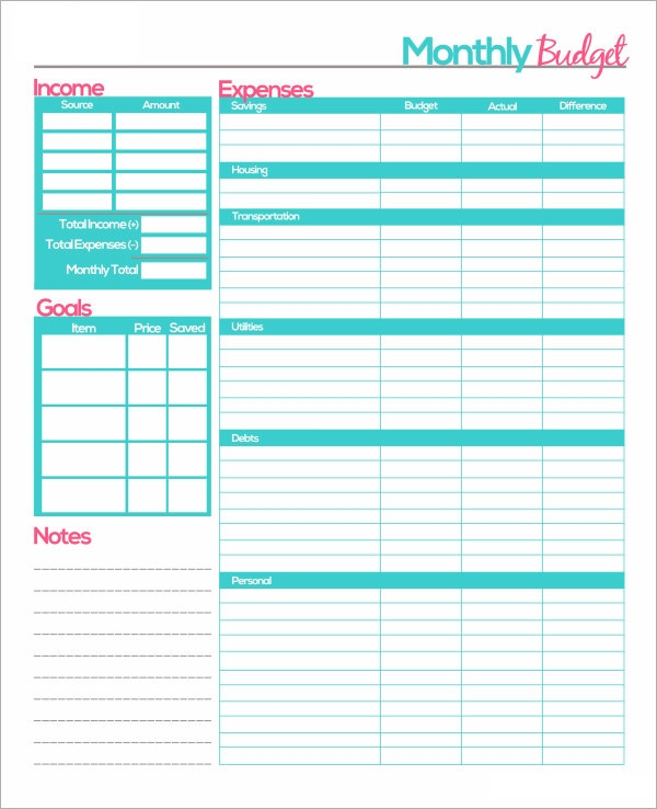 Cute Monthly Budget Template Free 23 Sample Monthly Bud Templates In Google Docs
