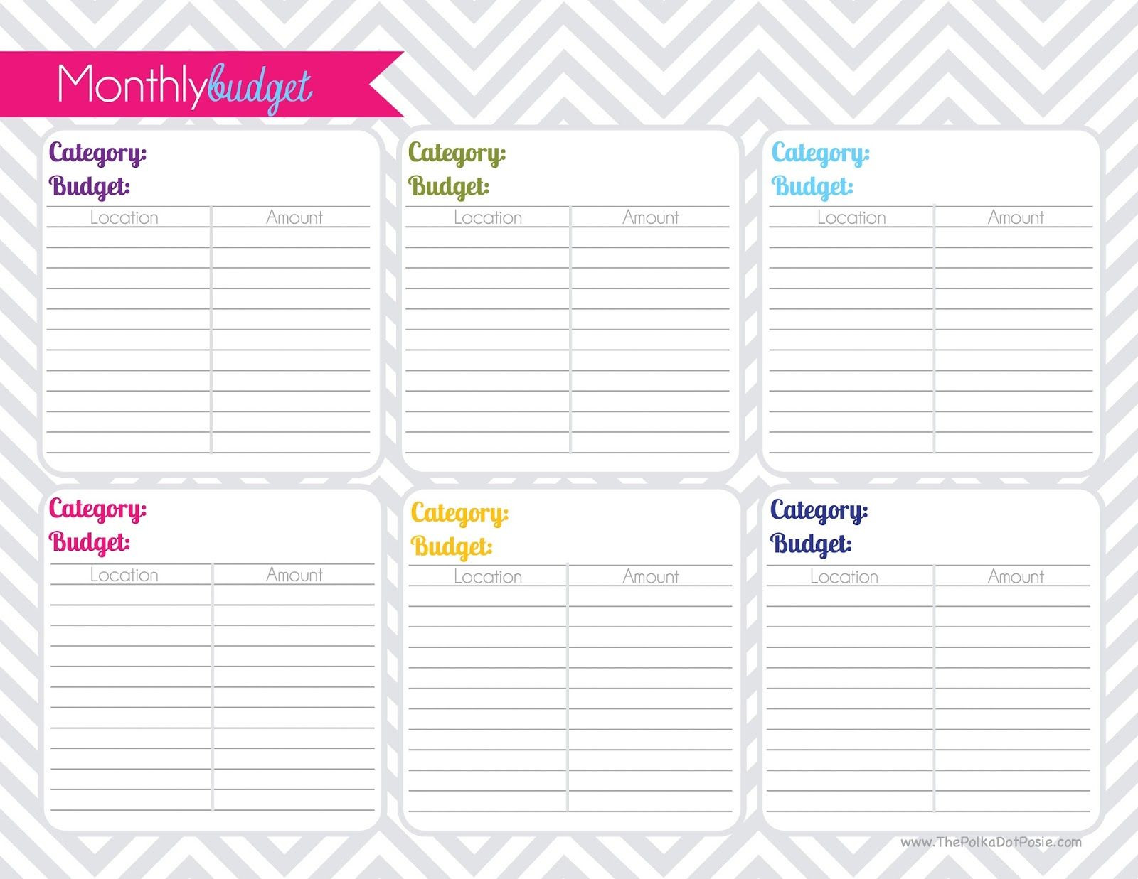 Cute Monthly Budget Template Printable Weekly Bud Worksheet