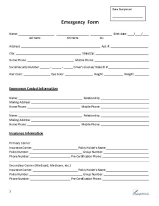 Emergency Contact form Template Excel Templates 15 Sample Emergency Contact List