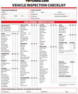 Vehicle Inspection Checklist Template Printable Used Car Checklist Pdf Free Vehicle Inspection