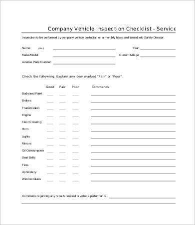 Vehicle Inspection Checklist Template Vehicle Checklist Template 23 Word Pdf Documents