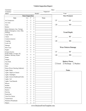 Vehicle Inspection Checklist Template Vehicle Inspection Report Template