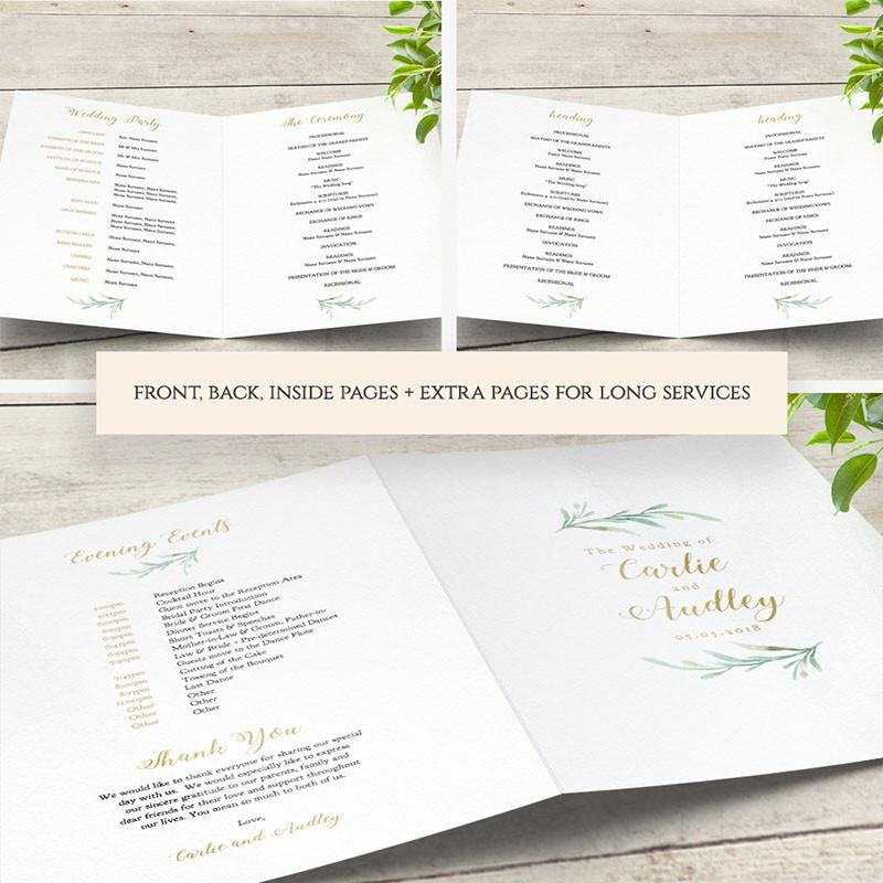 Wedding Program Booklet Template Diy Wedding Program Booklet order Of Service Template