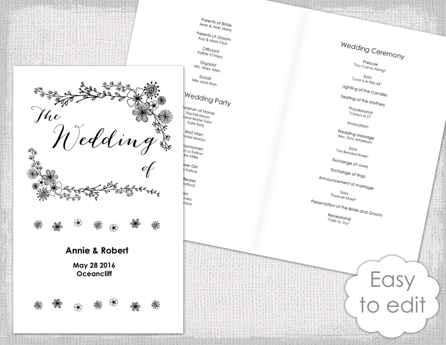 Wedding Program Booklet Template Wedding Program Booklet Template Printable Floral