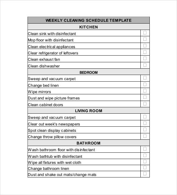 Weekly Cleaning Schedule Template Free 37 Sample Weekly Schedule Templates In Google Docs