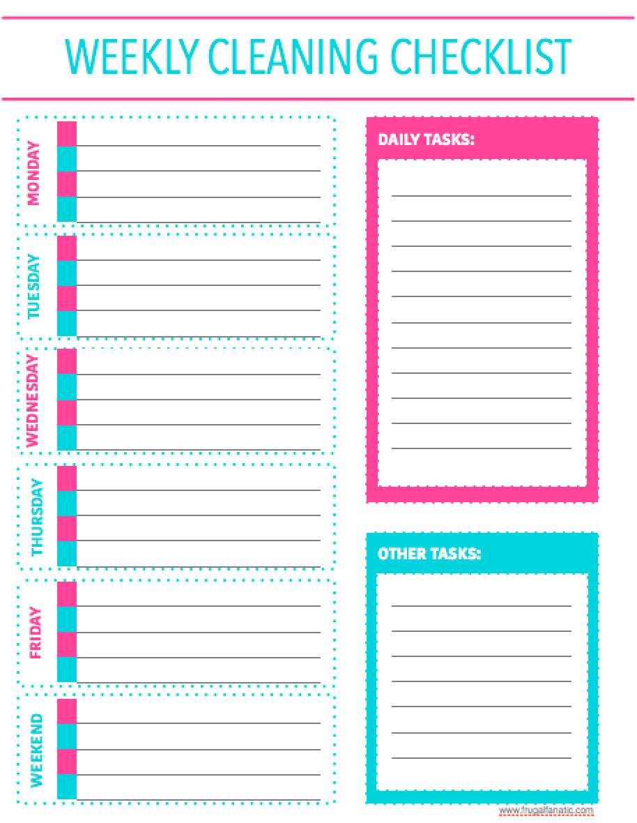 Weekly Cleaning Schedule Template Free Printable Weekly Cleaning Checklist Sarah Titus