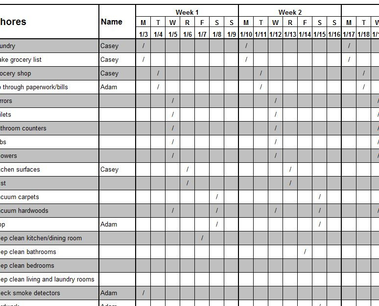 Weekly Cleaning Schedule Template Weekly Cleaning Schedule My Excel Templates