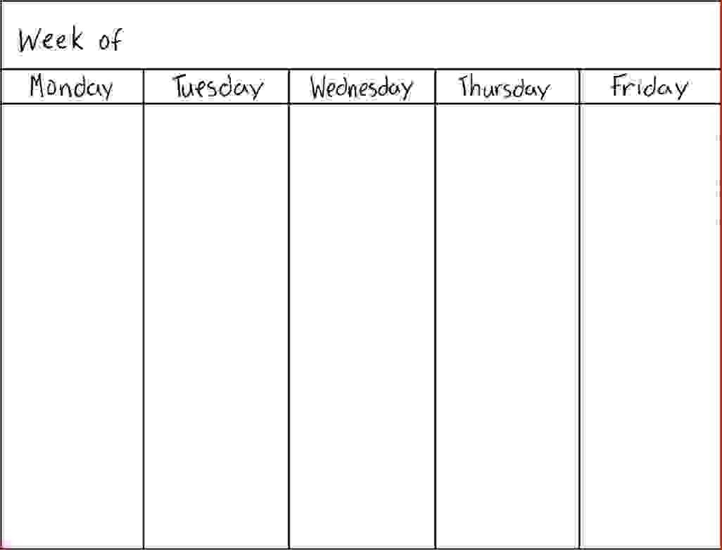 Blank Weekly Calendar Template Blank 7 Day Calendar to Print