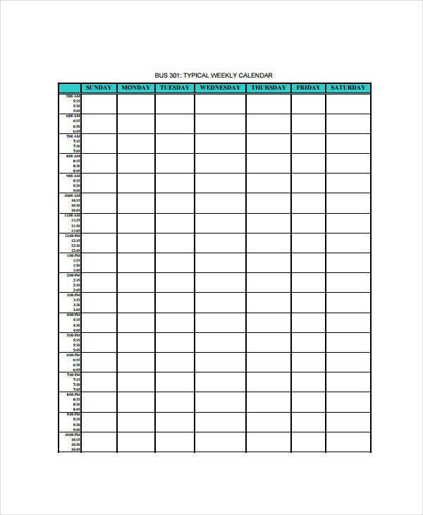 Blank Weekly Calendar Template Blank Weekly Calendar 12 Free Pdf Word Documents